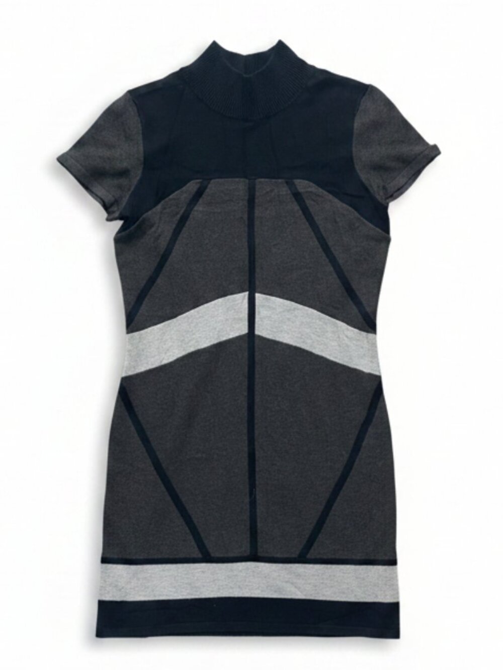 NADO Geometric Colorblock Knit Mock Neck Dress - Size Medium